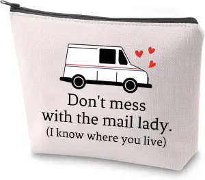 ZJXHPO Mail Carrier Thank You Gift Don't Mess With The Mail Lady Cosmetic Bag Postal Worker Zipper Pouch Gift