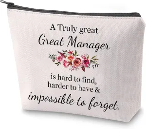 ZJXHPO Manager Appreciation Gifts Nurse Manager Gifts A Truly Great Manager Is Hard to Find Makeup Bag Coworker Retirement Gift (Manager)